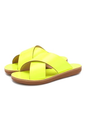 Детский кожаные шлепанцы ANCIENT GREEK SANDALS желтого цвета по цене 12600 руб., арт. LITTLE THAIS S0FT/FLU0 YELL0W | Фото 1 Детский кожаные шлепанцы ANCIENT GREEK SANDALS желтого цвета, арт. LITTLE THAIS S0FT/FLU0 YELL0W | Фото 1 (Материал внутренний: Натуральная кожа; Материал внешний: Кожа)