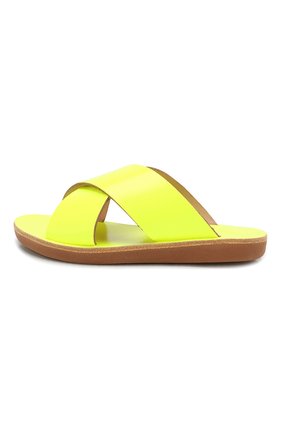 Детский кожаные шлепанцы ANCIENT GREEK SANDALS желтого цвета по цене 12600 руб., арт. LITTLE THAIS S0FT/FLU0 YELL0W | Фото 2 Детский кожаные шлепанцы ANCIENT GREEK SANDALS желтого цвета, арт. LITTLE THAIS S0FT/FLU0 YELL0W | Фото 2 (Материал внутренний: Натуральная кожа; Материал внешний: Кожа)