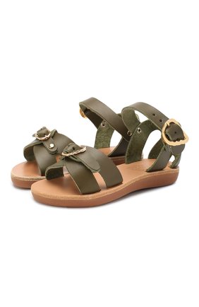 Детские кожаные босоножки ANCIENT GREEK SANDALS хаки цвета по цене 13100 руб., арт. LITTLE VASS0 S0FT/M0SS | Фото 1 Детские кожаные босоножки ANCIENT GREEK SANDALS хаки цвета, арт. LITTLE VASS0 S0FT/M0SS | Фото 1 (Материал внутренний: Натуральная кожа; Материал внешний: Кожа)