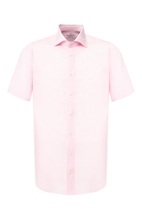 Мужская льняная рубашка VAN LAACK розового цвета, арт. RIVARA-S-TF/156195 | Фото 1 (Длина (для топов): Стандартные; Рукава: Короткие; Материал внешний: Лен; Случай: Повседневный; Мужское Кросс-КТ: Рубашка-одежда; Принт: Однотонные; Воротник: Акула)