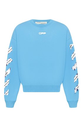 Мужской хлопковый свитшот OFF-WHITE голубого цвета по цене 36500 руб., арт. 0MBA035S20E300033088 | Фото 1 Мужской хлопковый свитшот OFF-WHITE голубого цвета, арт. 0MBA035S20E300033088 | Фото 1