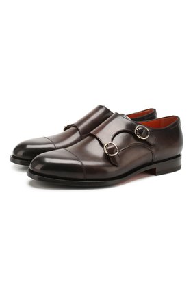 Мужские кожаные монки SANTONI темно-коричневого цвета по цене 48950 руб., арт. MCC013973JJ1I0BRT53 | Фото 1 Мужские кожаные монки SANTONI темно-коричневого цвета, арт. MCC013973JJ1I0BRT53 | Фото 1