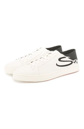 Мужские кожаные кеды SANTONI белого цвета по цене 32400 руб., арт. MBCN21306BARXBMII01 | Фото 1 Мужские кожаные кеды SANTONI белого цвета, арт. MBCN21306BARXBMII01 | Фото 1