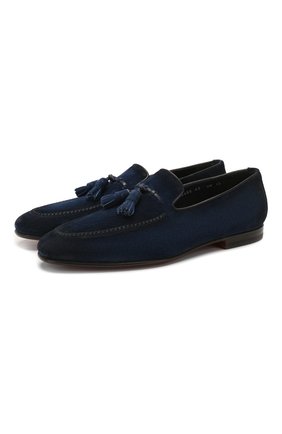 Мужские замшевые лоферы SANTONI темно-синего цвета по цене 69950 руб., арт. MCNC16465SA3SRVLU43 | Фото 1 Мужские замшевые лоферы SANTONI темно-синего цвета, арт. MCNC16465SA3SRVLU43 | Фото 1