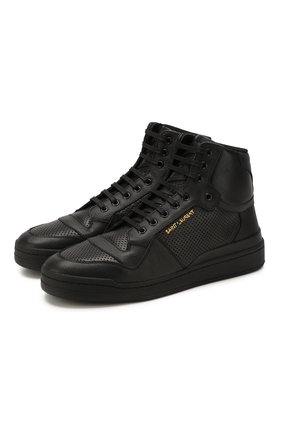 Мужские кожаные кеды SAINT LAURENT черного цвета по цене 51800 руб., арт. 605908/1JZ50 | Фото 1 Мужские кожаные кеды SAINT LAURENT черного цвета, арт. 605908/1JZ50 | Фото 1