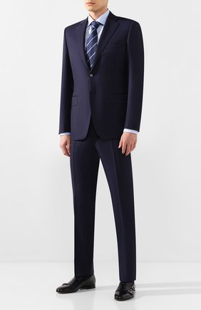 Мужские кожаные лоферы SANTONI темно-синего цвета по цене 46150 руб., арт. MCNC13907LA3ECYCU35 | Фото 2 Мужские кожаные лоферы SANTONI темно-синего цвета, арт. MCNC13907LA3ECYCU35 | Фото 2 (Материал внутренний: Натуральная кожа; Стили: Классический)