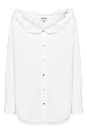 Женская хлопковая рубашка KENZO белого цвета по цене 29450 руб., арт. FA52CH0185AP | Фото 1 Женская хлопковая рубашка KENZO белого цвета, арт. FA52CH0185AP | Фото 1