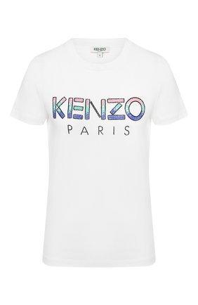 Женская хлопковая футболка KENZO белого цвета по цене 17650 руб., арт. FA52TS821936 | Фото 1 Женская хлопковая футболка KENZO белого цвета, арт. FA52TS821936 | Фото 1