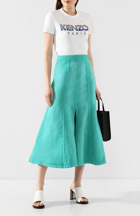 Женская хлопковая футболка KENZO белого цвета по цене 17650 руб., арт. FA52TS821936 | Фото 2 Женская хлопковая футболка KENZO белого цвета, арт. FA52TS821936 | Фото 2