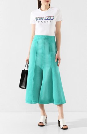 Женская джинсовая юбка KENZO бирюзового цвета по цене 29450 руб., арт. FA52JU2536ES | Фото 2 Женская джинсовая юбка KENZO бирюзового цвета, арт. FA52JU2536ES | Фото 2