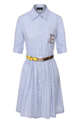 Женское платье с поясом ERMANNO ERMANNO SCERVINO голубого цвета по цене 42200 руб., арт. 46T AB58 RIS | Фото 1 Женское платье с поясом ERMANNO ERMANNO SCERVINO голубого цвета, арт. 46T AB58 RIS | Фото 1