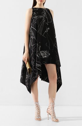 Женское шелковое платье ALEXANDER MCQUEEN черно-белого цвета по цене 157000 руб., арт. 617198/QDAAP | Фото 2 Женское шелковое платье ALEXANDER MCQUEEN черно-белого цвета, арт. 617198/QDAAP | Фото 2