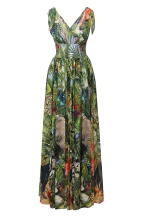 Женское шелковое платье DOLCE & GABBANA зеленого цвета по цене 259500 руб., арт. F6J1PT/FI1U0 | Фото 1 Женское шелковое платье DOLCE & GABBANA зеленого цвета, арт. F6J1PT/FI1U0 | Фото 1