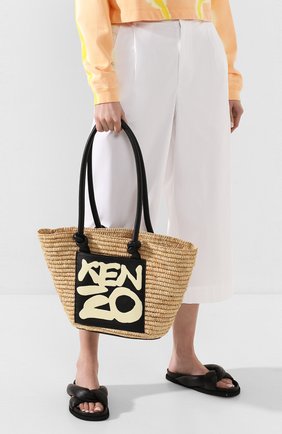 Женская сумка basket KENZO кремвого цвета по цене 24300 руб., арт. FA52SA500B09 | Фото 2 Женская сумка basket KENZO кремвого цвета, арт. FA52SA500B09 | Фото 2