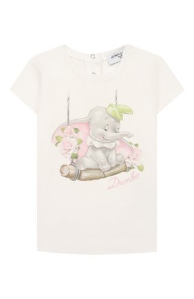 Детский хлопковая футболка MONNALISA белого цвета, арт. 395608SC | Фото 1 (Материал внешний: Хлопок; Рукава: Короткие; Ростовка одежда: 12 мес | 80 см, 18 мес | 86 см, 3 года | 98 см, 24 мес | 92 см)