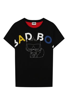 Детская хлопковая футболка KARL LAGERFELD KIDS черного цвета по цене 5140 руб., арт. Z25225 | Фото 1 Детская хлопковая футболка KARL LAGERFELD KIDS черного цвета, арт. Z25225 | Фото 1