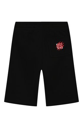 Детские хлопковые шорты GIVENCHY черного цвета по цене 16750 руб., арт. H24082 | Фото 2 Детские хлопковые шорты GIVENCHY черного цвета, арт. H24082 | Фото 2