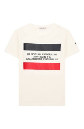 Детская хлопковая футболка MONCLER белого цвета по цене 7995 руб., арт. F1-954-8C719-20-83907/8-10A | Фото 1 Детская хлопковая футболка MONCLER белого цвета, арт. F1-954-8C719-20-83907/8-10A | Фото 1