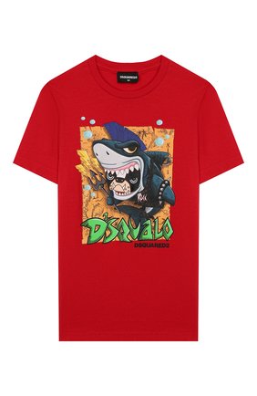 Детская хлопковая футболка DSQUARED2 красного цвета по цене 7445 руб., арт. DQ03W4-D00MQ | Фото 1 Детская хлопковая футболка DSQUARED2 красного цвета, арт. DQ03W4-D00MQ | Фото 1