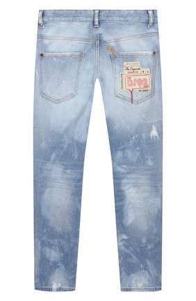 Детские джинсы DSQUARED2 голубого цвета, арт. DQ01Q3-D00YB | Фото 2 (Материал внешний: Хлопок; Детали: Потертости; Ростовка одежда: 12 лет | 152 см, 4 года | 104 см, 6 лет | 116 см)