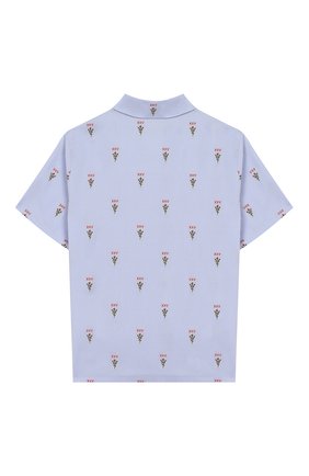 Детское хлопковая блузка GUCCI голубого цвета по цене 49750 руб., арт. 604093/XWAH4 | Фото 2 Детское хлопковая блузка GUCCI голубого цвета, арт. 604093/XWAH4 | Фото 2 (Материал внешний: Хлопок; Рукава: Короткие; Случай: Повседневный; Ростовка одежда: 10 - 11 лет | 140 - 146см, 12 лет | 152 см, 6 лет | 116 см, 8 лет | 128 см)