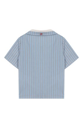 Детский хлопковая рубашка GUCCI голубого цвета, арт. 591650/XWAHQ | Фото 2 (Рукава: Короткие; Материал внешний: Хлопок; Кросс-КТ НВ: Рубашка)