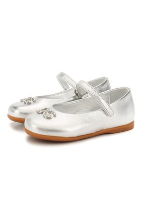 Детские кожаные балетки DOLCE & GABBANA серебряного цвета по цене 19950 руб., арт. D20057/A6C66/19-28 | Фото 1 Детские кожаные балетки DOLCE & GABBANA серебряного цвета, арт. D20057/A6C66/19-28 | Фото 1