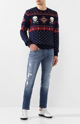 Мужской свитер из смеси хлопка и льна POLO RALPH LAUREN синего цвета по цене 21100 руб., арт. 710787156 | Фото 2 Мужской свитер из смеси хлопка и льна POLO RALPH LAUREN синего цвета, арт. 710787156 | Фото 2