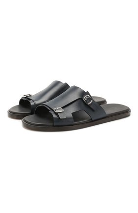 Мужские кожаные шлепанцы SANTONI темно-синего цвета по цене 51700 руб., арт. MCEK16723HC6MGTHU48 | Фото 1 Мужские кожаные шлепанцы SANTONI темно-синего цвета, арт. MCEK16723HC6MGTHU48 | Фото 1