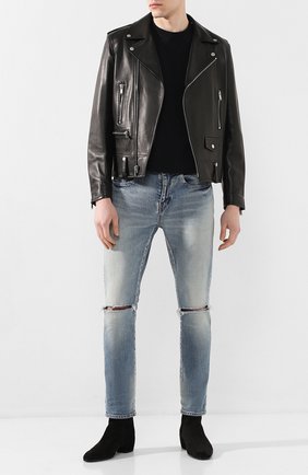 Мужские замшевые сапоги SAINT LAURENT черного цвета по цене 71800 руб., арт. 605541/0LI00 | Фото 2 Мужские замшевые сапоги SAINT LAURENT черного цвета, арт. 605541/0LI00 | Фото 2