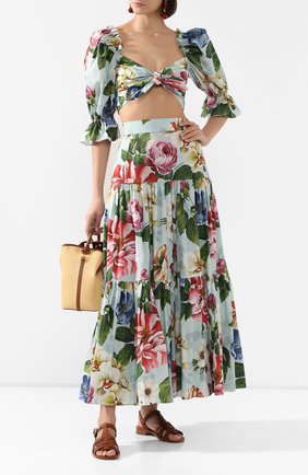 Женская хлопковый топ DOLCE & GABBANA голубого цвета по цене 52350 руб., арт. F74F2T/HS5GB | Фото 2 Женская хлопковый топ DOLCE & GABBANA голубого цвета, арт. F74F2T/HS5GB | Фото 2
