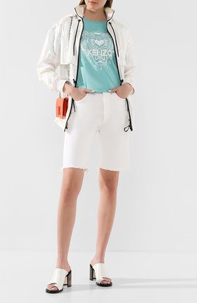 Женская хлопковая футболка KENZO бирюзового цвета по цене 9280 руб., арт. FA52TS8244YI | Фото 2 Женская хлопковая футболка KENZO бирюзового цвета, арт. FA52TS8244YI | Фото 2