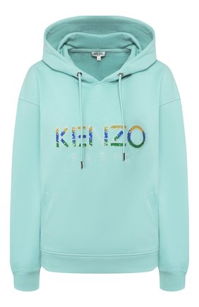 Женская хлопковое худи KENZO бирюзового цвета по цене 29450 руб., арт. FA52SW866962 | Фото 1 Женская хлопковое худи KENZO бирюзового цвета, арт. FA52SW866962 | Фото 1