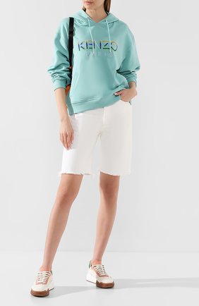 Женская хлопковое худи KENZO бирюзового цвета по цене 29450 руб., арт. FA52SW866962 | Фото 2 Женская хлопковое худи KENZO бирюзового цвета, арт. FA52SW866962 | Фото 2