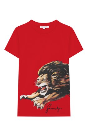 Детская хлопковая футболка GIVENCHY красного цвета по цене 13150 руб., арт. H25180 | Фото 1 Детская хлопковая футболка GIVENCHY красного цвета, арт. H25180 | Фото 1