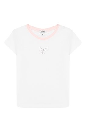 Детский хлопковая футболка ALETTA белого цвета, арт. RB00128/1M-2A | Фото 1 (Рукава: Короткие; Материал внешний: Хлопок)