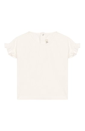 Детский хлопковая блузка ALETTA бежевого цвета, арт. RW00739/1M-2A | Фото 1 (Рукава: Короткие; Материал внешний: Хлопок; Кросс-КТ НВ: Рубашка)