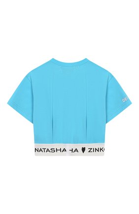 Детский хлопковый топ NATASHA ZINKO голубого цвета по цене 9505 руб., арт. SS20MNZ203-30/10-14 | Фото 2 Детский хлопковый топ NATASHA ZINKO голубого цвета, арт. SS20MNZ203-30/10-14 | Фото 2 (Материал внешний: Хлопок; Рукава: Короткие)