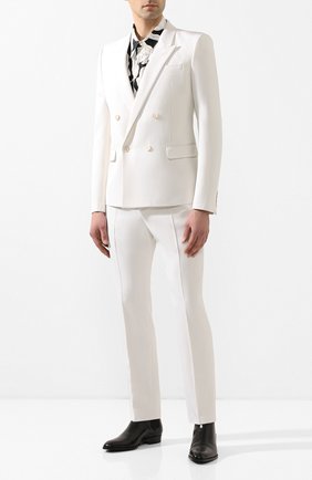 Мужской шерстяной пиджак SAINT LAURENT белого цвета по цене 209500 руб., арт. 598083/Y1A09 | Фото 2 Мужской шерстяной пиджак SAINT LAURENT белого цвета, арт. 598083/Y1A09 | Фото 2 (Материал внешний: Шерсть; Рукава: Длинные; Материал подклада: Шелк; Длина (для топов): Стандартные; Пиджаки М: Прямой; Стили: Романтичный)