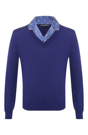 Мужской кашемировый пуловер DOLCE & GABBANA синего цвета по цене 79100 руб., арт. GX972T/JAMX2 | Фото 1 Мужской кашемировый пуловер DOLCE & GABBANA синего цвета, арт. GX972T/JAMX2 | Фото 1