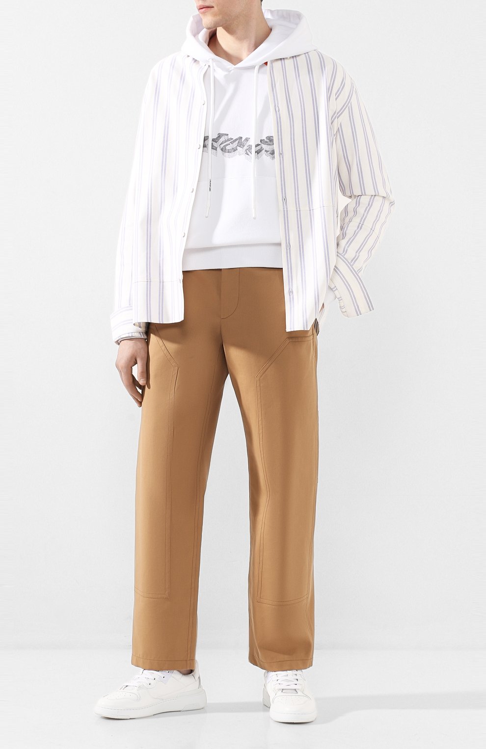 Мужские хлопковые брюки BURBERRY коричневого цвета, арт. 4563534 | Фото 2 (Длина (брюки, джинсы): Стандартные; Случай: Повседневный; Материал внешний: Хлопок)