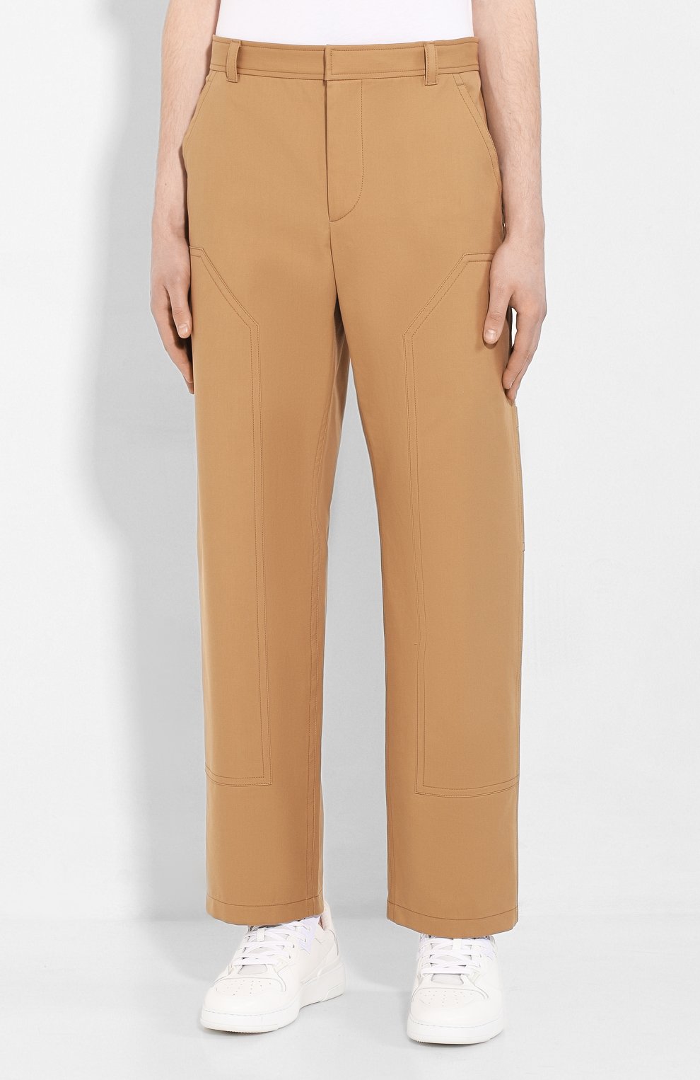 Мужские хлопковые брюки BURBERRY коричневого цвета, арт. 4563534 | Фото 3 (Длина (брюки, джинсы): Стандартные; Случай: Повседневный; Материал внешний: Хлопок)