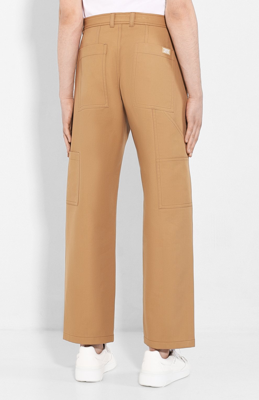 Мужские хлопковые брюки BURBERRY коричневого цвета, арт. 4563534 | Фото 4 (Длина (брюки, джинсы): Стандартные; Случай: Повседневный; Материал внешний: Хлопок)