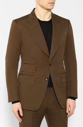 Мужской костюм из смеси хлопка и шелка TOM FORD хаки цвета по цене 399500 руб., арт. 774R24/25ML4N | Фото 2 Мужской костюм из смеси хлопка и шелка TOM FORD хаки цвета, арт. 774R24/25ML4N | Фото 2