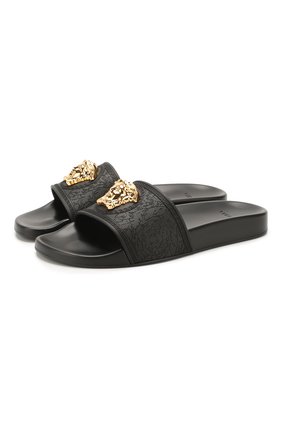 Женские резиновые шлепанцы barocco VERSACE черного цвета по цене 25950 руб., арт. DSR262CN/DG0M8 | Фото 1 Женские резиновые шлепанцы barocco VERSACE черного цвета, арт. DSR262CN/DG0M8 | Фото 1