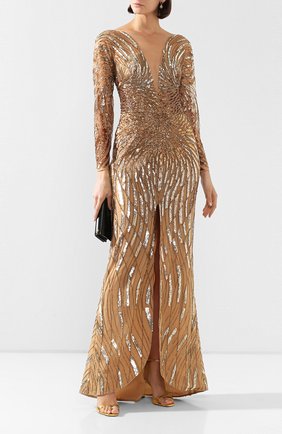 Женское платье-макси ZUHAIR MURAD золотого цвета по цене 614000 руб., арт. DRR20037/EMSA003 | Фото 2 Женское платье-макси ZUHAIR MURAD золотого цвета, арт. DRR20037/EMSA003 | Фото 2