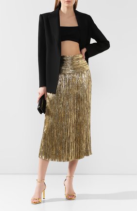 Женская юбка-миди SAINT LAURENT золотого цвета по цене 307000 руб., арт. 615548/Y010R | Фото 2 Женская юбка-миди SAINT LAURENT золотого цвета, арт. 615548/Y010R | Фото 2