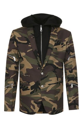 Мужской хлопковый пиджак PHILIPP PLEIN хаки цвета по цене 158550 руб., арт. S20C MRF1104 PTE003N | Фото 1 Мужской хлопковый пиджак PHILIPP PLEIN хаки цвета, арт. S20C MRF1104 PTE003N | Фото 1