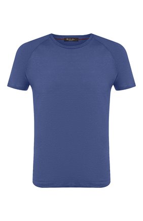 Мужская льняная футболка LORO PIANA синего цвета, арт. FAI4692 | Фото 1 (Принт: Без принта; Материал внешний: Лен; Длина (для топов): Стандартные; Стили: Кэжуэл; Рукава: Короткие; Региональные ограничения белый список (Axapta Mercury): RU)