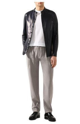 Мужские шелковые брюки GIORGIO ARMANI серого цвета по цене 94950 руб., арт. 9SGPP05M/T00Q7 | Фото 2 Мужские шелковые брюки GIORGIO ARMANI серого цвета, арт. 9SGPP05M/T00Q7 | Фото 2